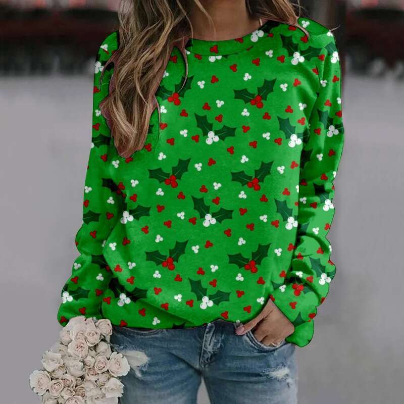 New round neck long sleeved in plus size Christmas creative 3D digital printing hooded hoodie