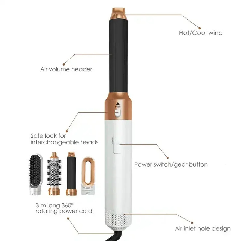 New 5 In1 Curg Iron Straightener With Brush Hairdryer For Dryer Hair Multi Styler
