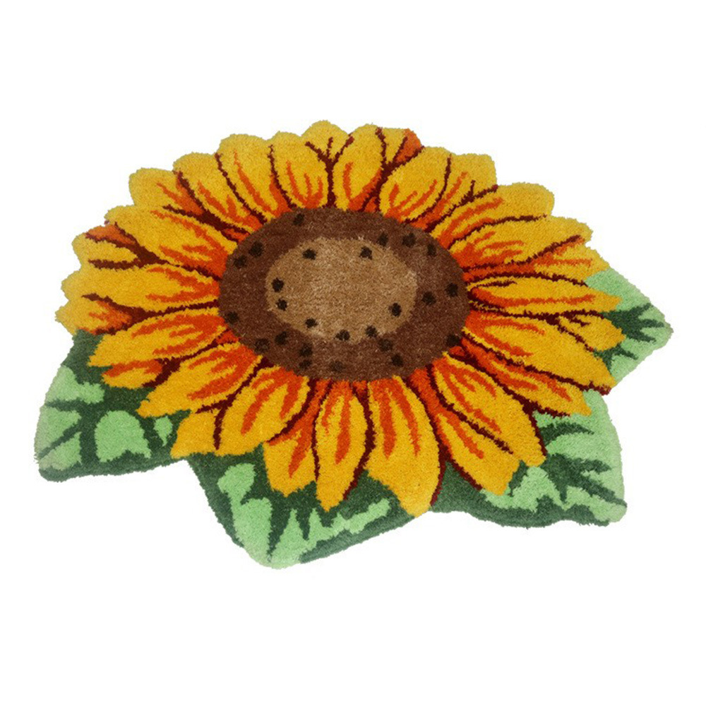 Home Living Room Sunflower Flower Plush Carpet Bedroom Door Mat Bathroom Absorbent Easy To Care Non-slip Foot Mat