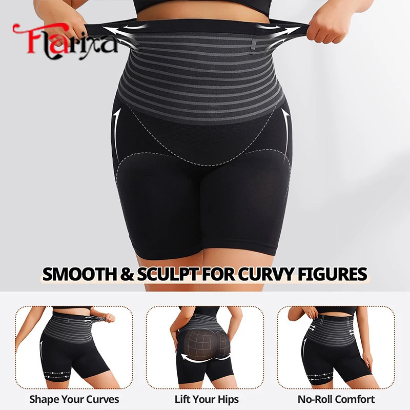 Flarixa Plus Size Tummy Control Shapewear for Women High Waist Body Shaper Shorts Seamless Compression Underwear With Butt Lift 241121