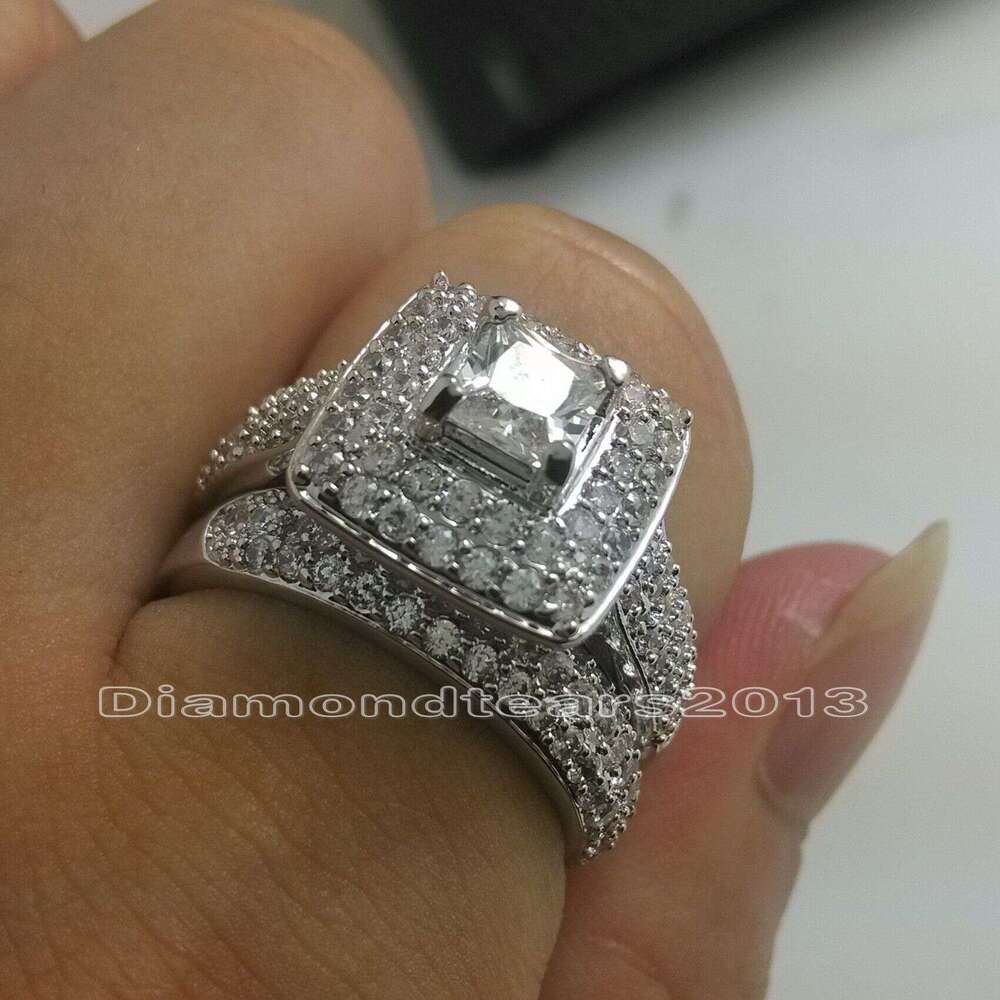 134Pcs Stunning 14K White Gold Filled Topaz CZ Dia Wedding Ring Set