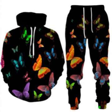 New Spring and Autumn Couple Set Burger French Fries 3D Digital Printing Hoodie Pants