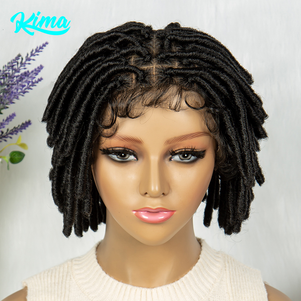 Synthetic Dreadlock Faux Locs Wig Knotless Box Front Braided Wig Full Lace African Braiding Hair For Man Women
