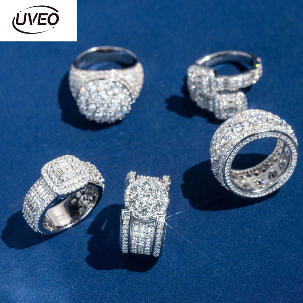 Band Rings Ready To Ship Men S Sterg Sier Real Gold Plated Clawing Set Vvs Moissanite Dia Iced Out Hip Hop Ring