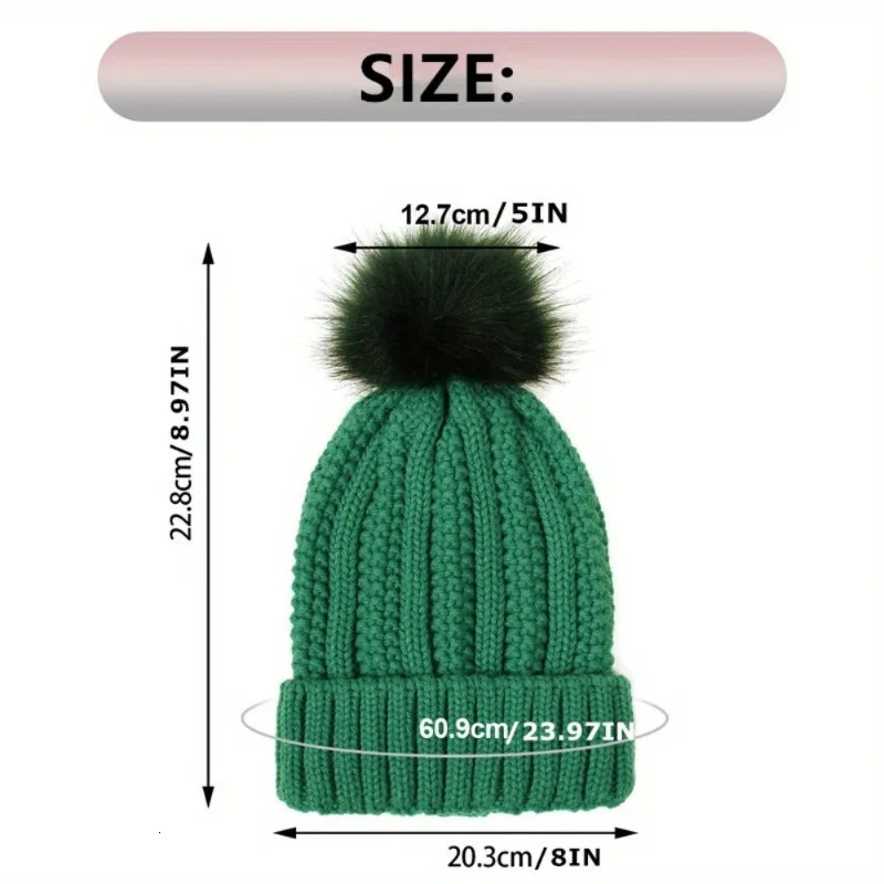 Soft Satin Lined Beanie With Pom Solid Color Knit Hats Breathable Cuffed Beanies Elastic Skull CapForWomen Girls Autumn Winter 241125
