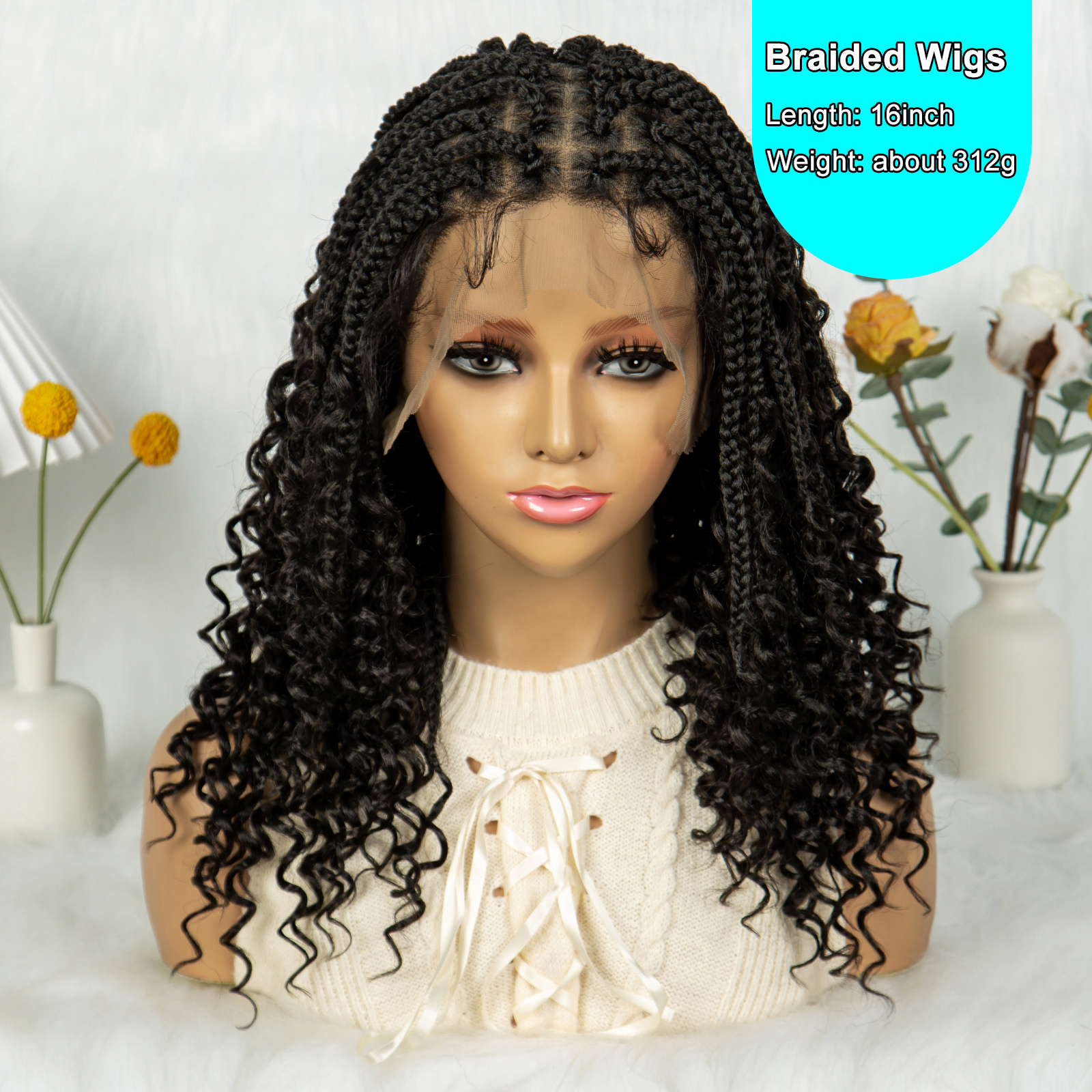 Kima Short Bohemian Box Braided Wigs Boho Braids Wig Synthetic Full Lace Curly With Baby Hair For Black Women