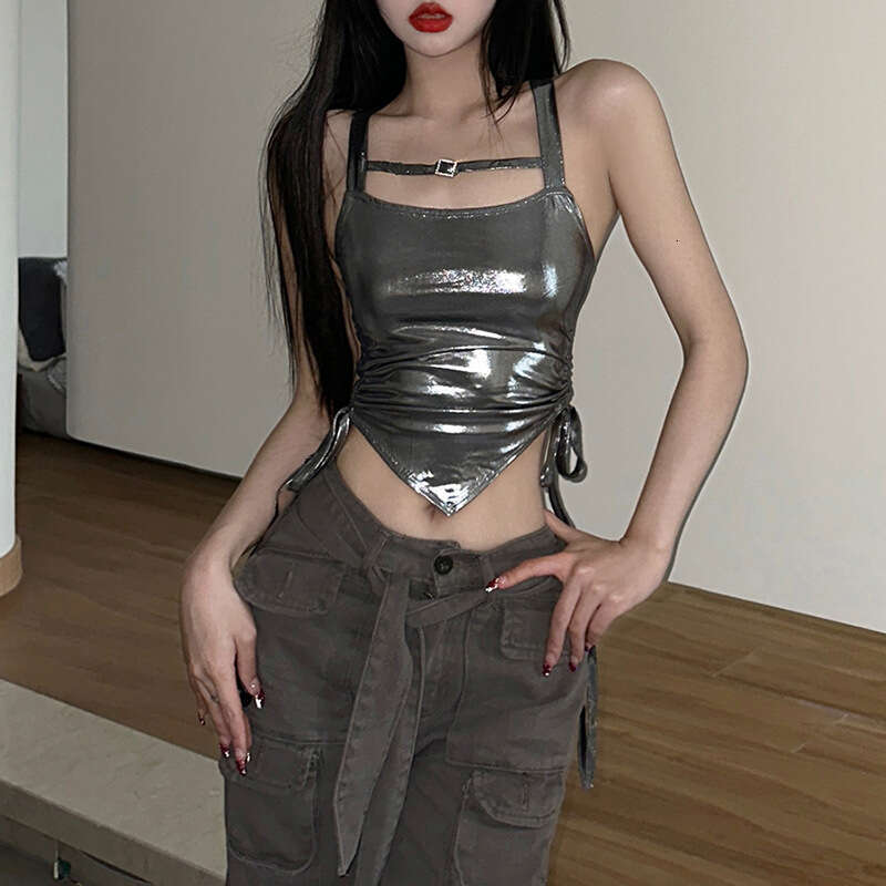 2023 Spring/Summer New Women's Wear Solid Color Slimming Fashion Strap Drawn and Sexy Backless Tank Top for Women
