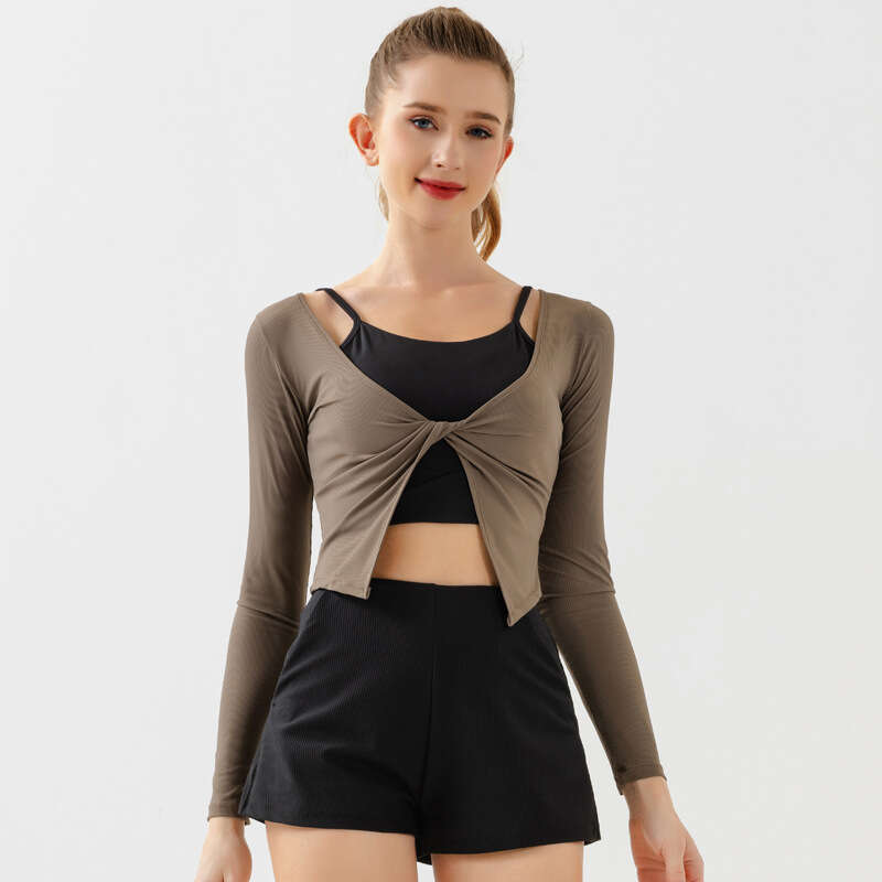 2024 new yoga long sleeved women's V-neck twisted easy to put on take off sports jacket, Baita slimming and meat blocking fiess top