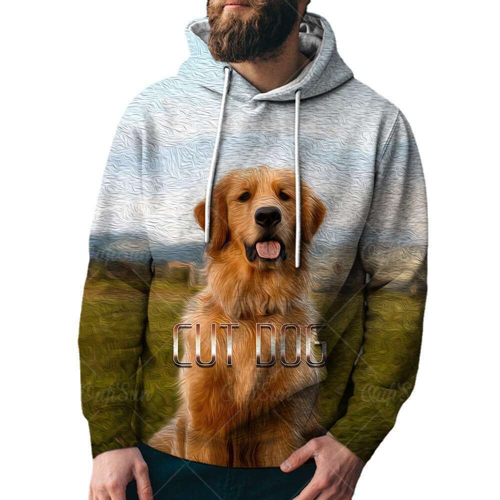 New 3D for autumn winter, cute animal cat and dog series, digital printed street casual hooded hoodie