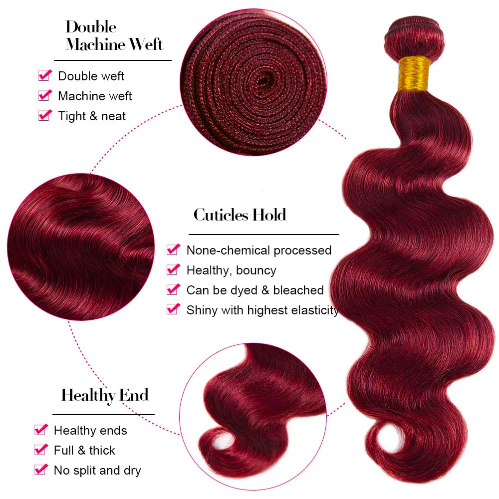 Free shipping Brazilian Body Wave 99J Bury Color Weave 3PCS Remy Human Hair Bundles 100G/PCS