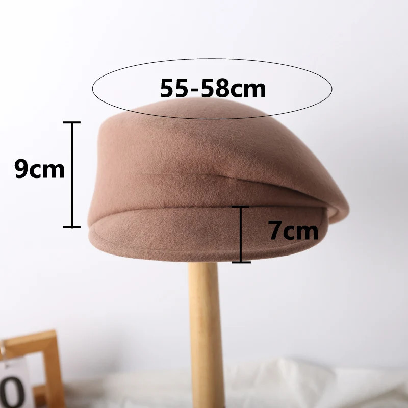 Japan Curved Eaves Wool Beret Women Autumn Winter Felt Fedora Black Painter Hat Female Warm Octagonal Hats Classics Walking Cap 241125
