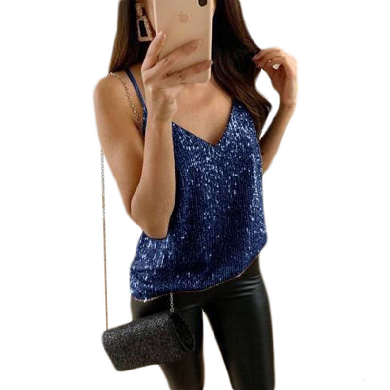 2024 Women's Spring/Summer New V-neck with Gold Plated Strap and Casual Sexy Small Tank Top