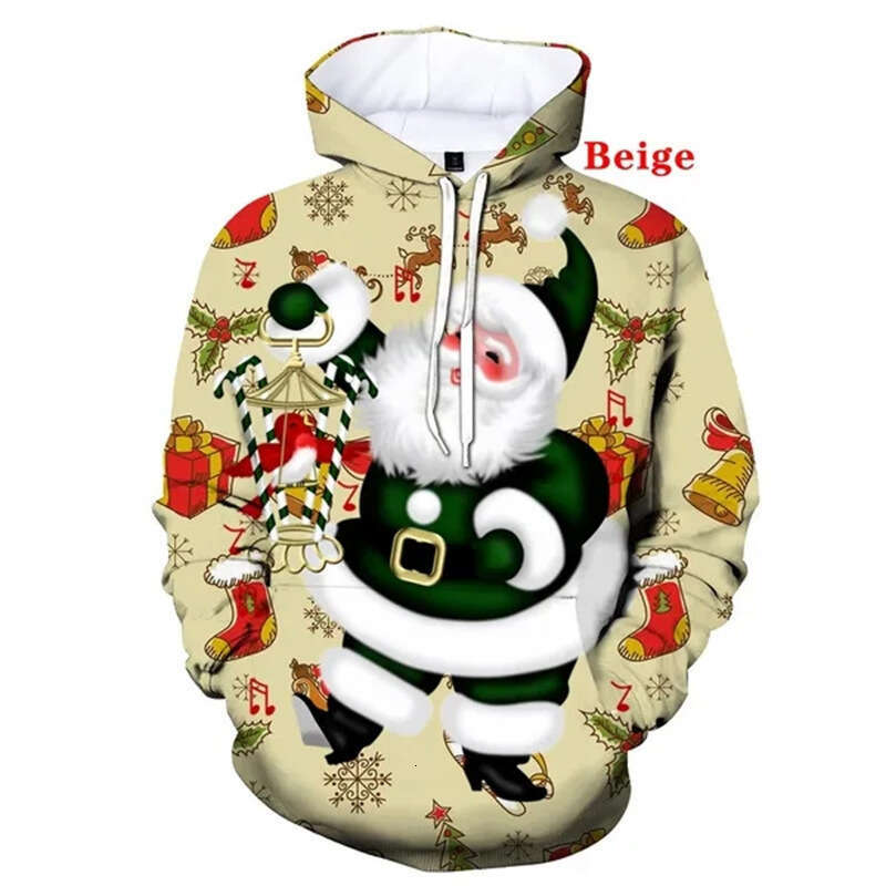 New autumn winter unisex Christmas series 3D digital printed sports and casual hooded hoodie