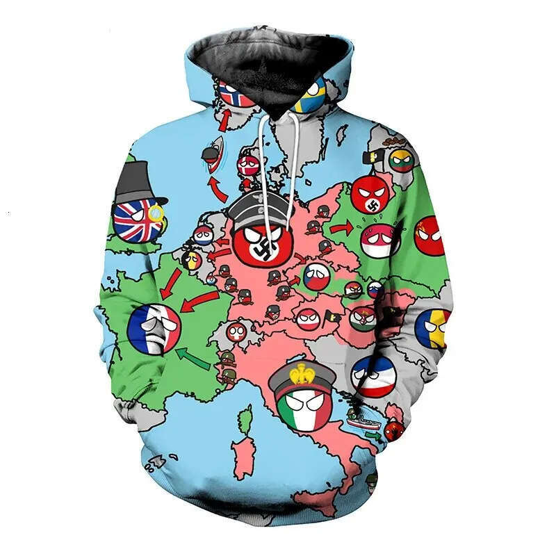 2024 Fashion Autumn/Winter New International Small Ball 3D Digital Printed Men's and Women's Casual Hoodie