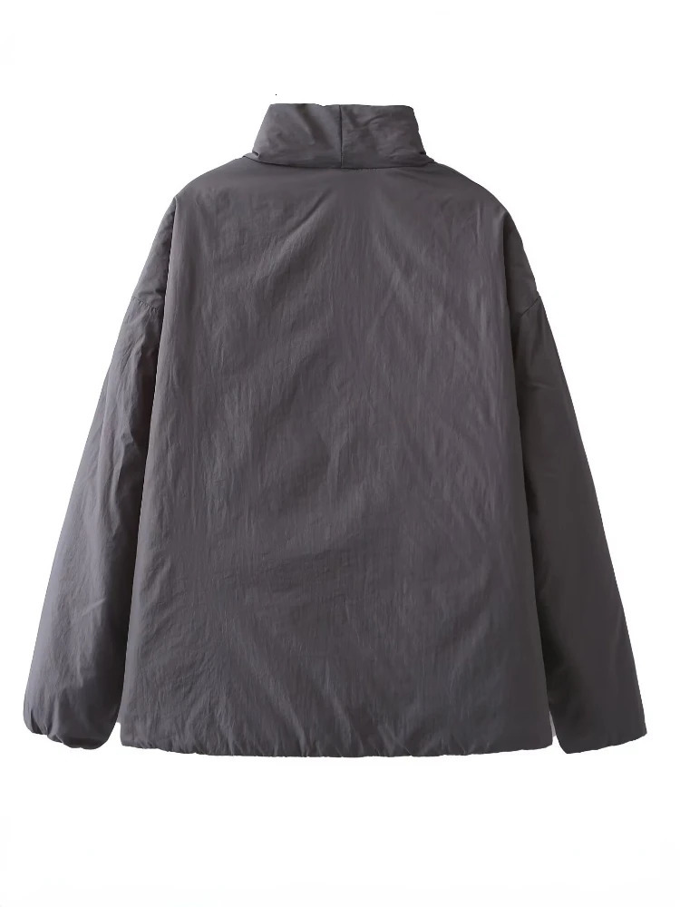 ZBZA Women Tiebelt Kimono Cropped Jacket Coat Stand Collar Elastic Cuffs Loose Asymmetric Fall Winter Chic Overcoat 241125