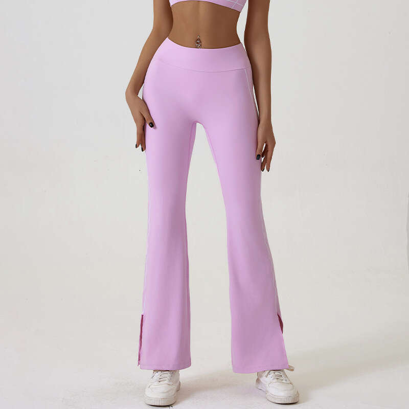 Summer New High Waist Tight Nude Hip Lifting Yoga for Women's Dance Fiess Outdoor Sports Horn Split Pants
