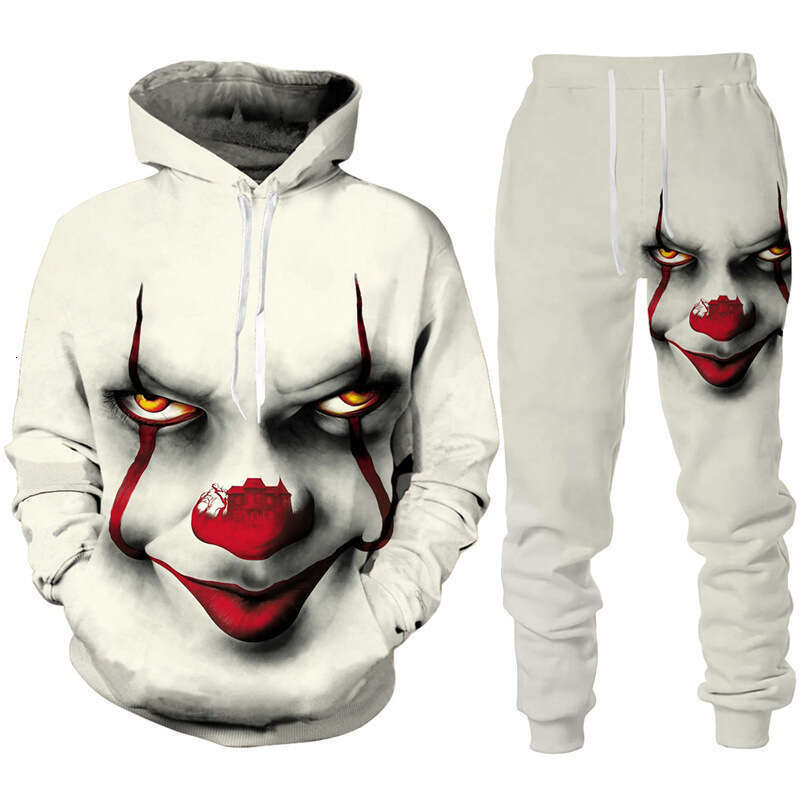 Joker 3D Digital Printed Pants 2024 New Men's Hooded Casual Sweatshirt Set