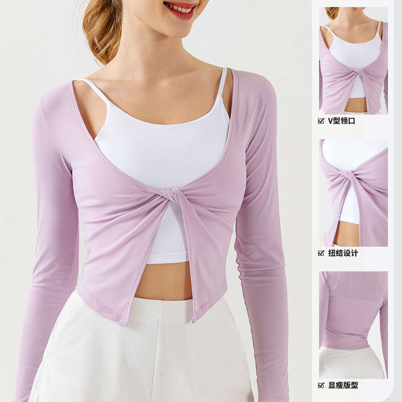 2024 new yoga long sleeved women's V-neck twisted easy to put on take off sports jacket, Baita slimming and meat blocking fiess top