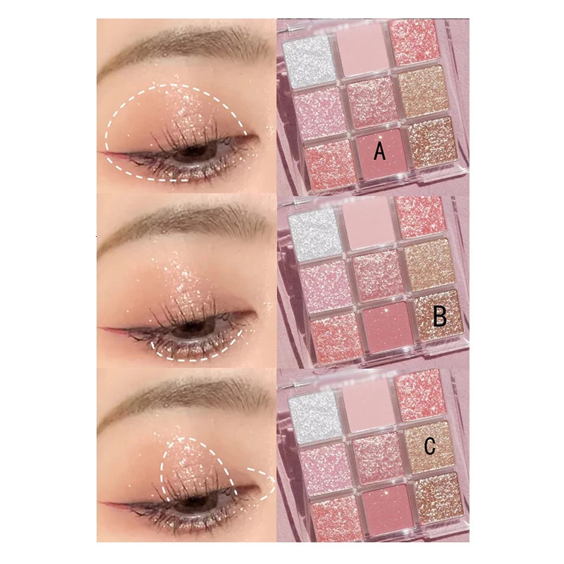 9color Shiny Eye Shadow Pigments Glitter Eyeshadow Palette Pink Pearly Korean Charming Makeup 241118