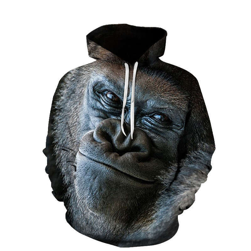 Trendy Spring and Autumn Monkey 3D Digital Printed Loose Sports Hoodie Casual Sweatshirt
