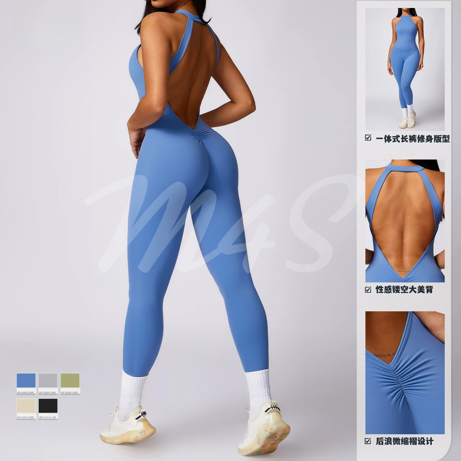 One Piece Yoga Gym Workout Clothes For Women Fiess Jumpsuit Active Wear Tracksuit Push Up Bodysuit Sport Set Outfit