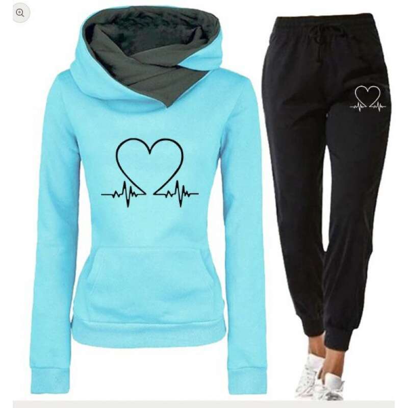 Spring and Autumn Winter Sportswear Heartbeat Frequency Printed Women's Hoodie, Sweatshirt Set, 2024 New Casual Fashion Trendy Clothing