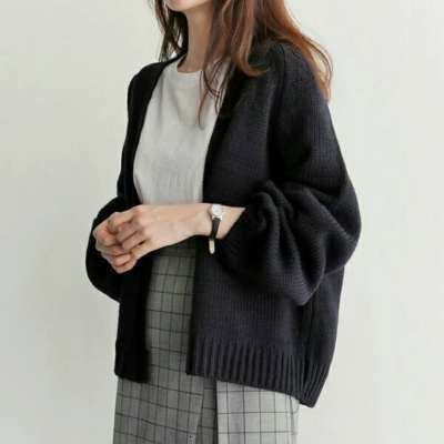 Winter new lazy style cardigan wool sweater, well-known online sweater, women's loose Korean version short knitted sweater jacket trend