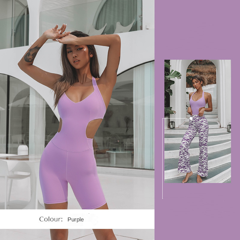 Women Backless Jumpsuits With Pads Sportswear Yoga Suits One-Pieces Bodysuits High Stretchy Fiess Overall Activewear Tracksuit