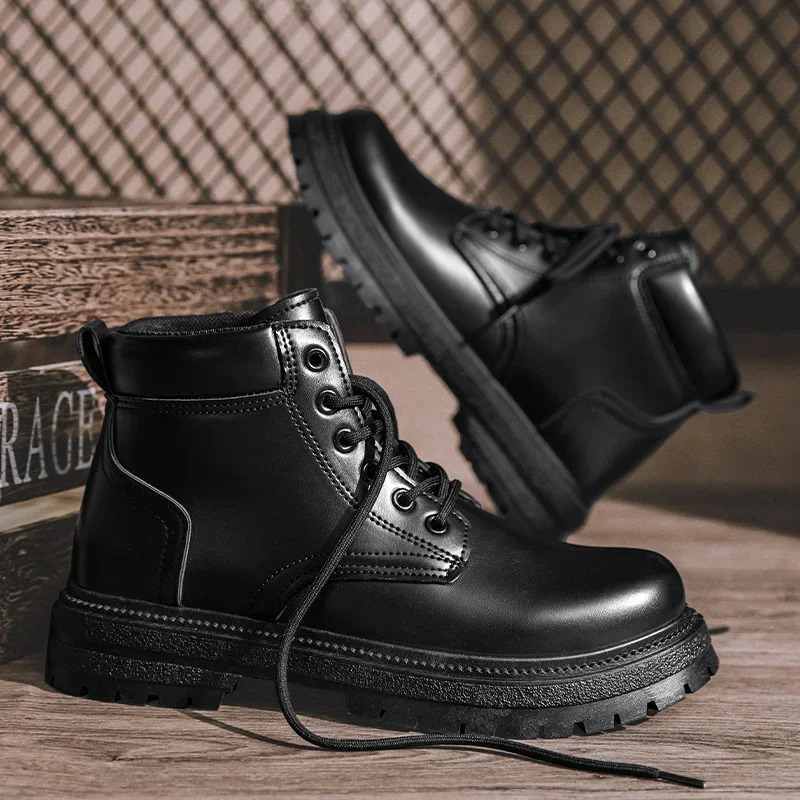 Mens Vintage Suede Ankle Boots Autumn Combat Boots Fashion Lace Up Winter Outdoor Warm Leisure Shoes Lace Up Botas 241201