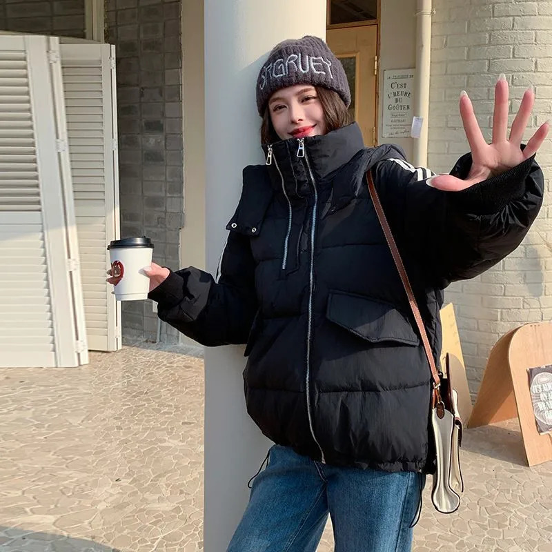 Winter Womens 2024 Cottonpadded Short Coat Loose Korean Female Down Cotton College Wind Jacke Fashion Overcoat 241125