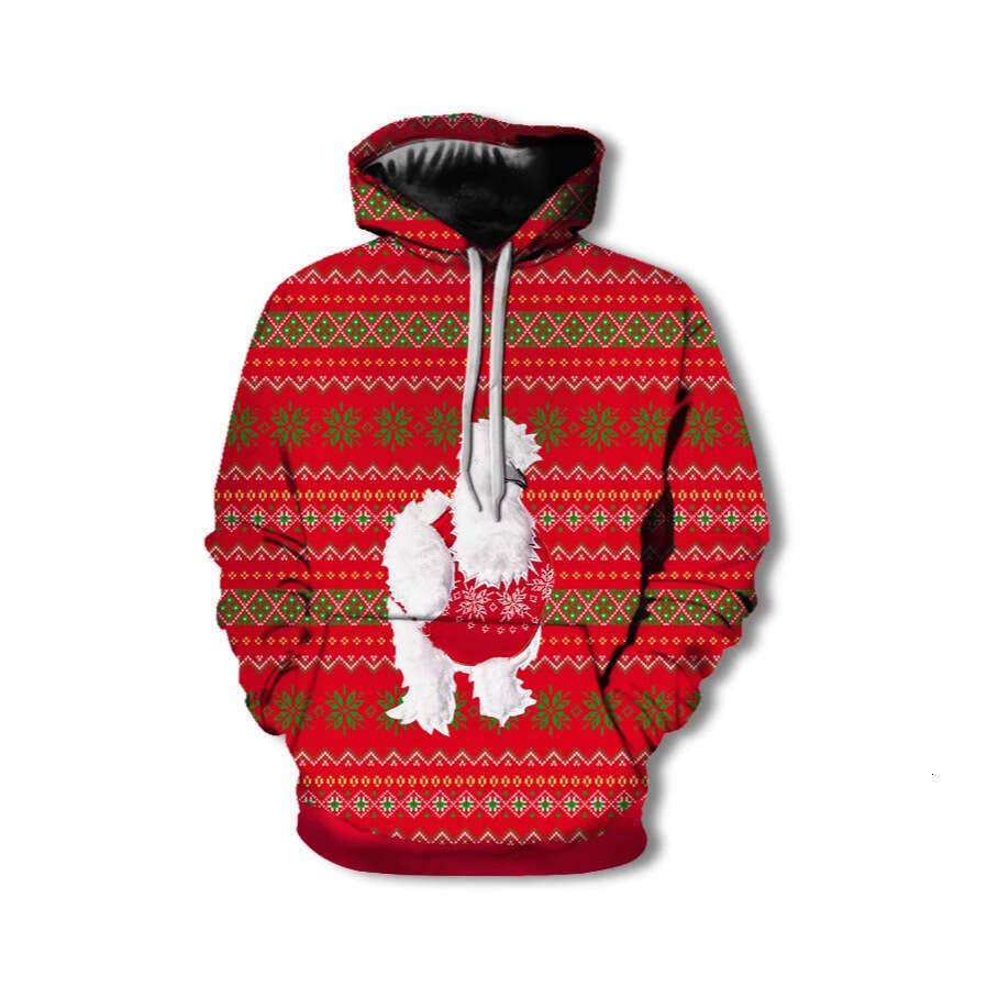 3D digital printed celebration in Europe America, loose fitting hooded hoodie for men and women during Christmas