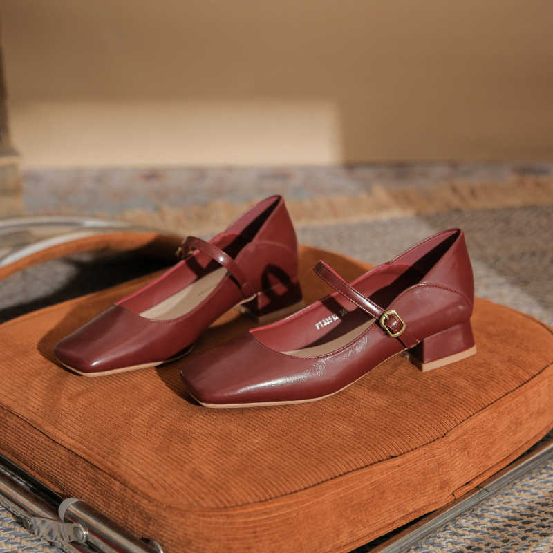 Fashion Classic Mary Jane Versatile Coarse Heel Square Head Simple Trendy Casual Womens Singles Shoes