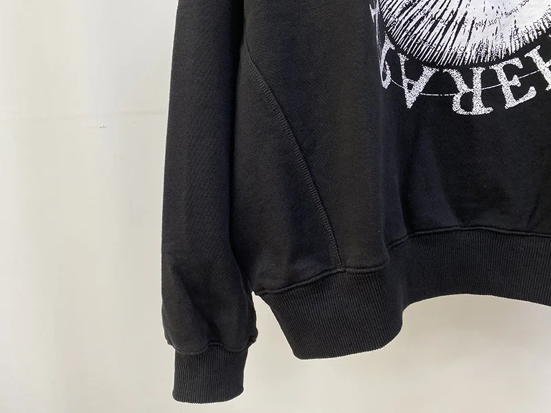 Black Graphic Print Women Crew Neck Sleeve Long Sleeves Oversized Sweatshirt Autumn Winter