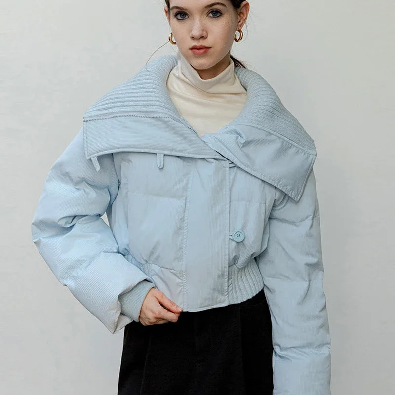 HELIAR Women Irregular Patchwork Thicken Jacket Zipper Casual Warm Cottonpadded Loose Short Down Coat Fall Winter 241125