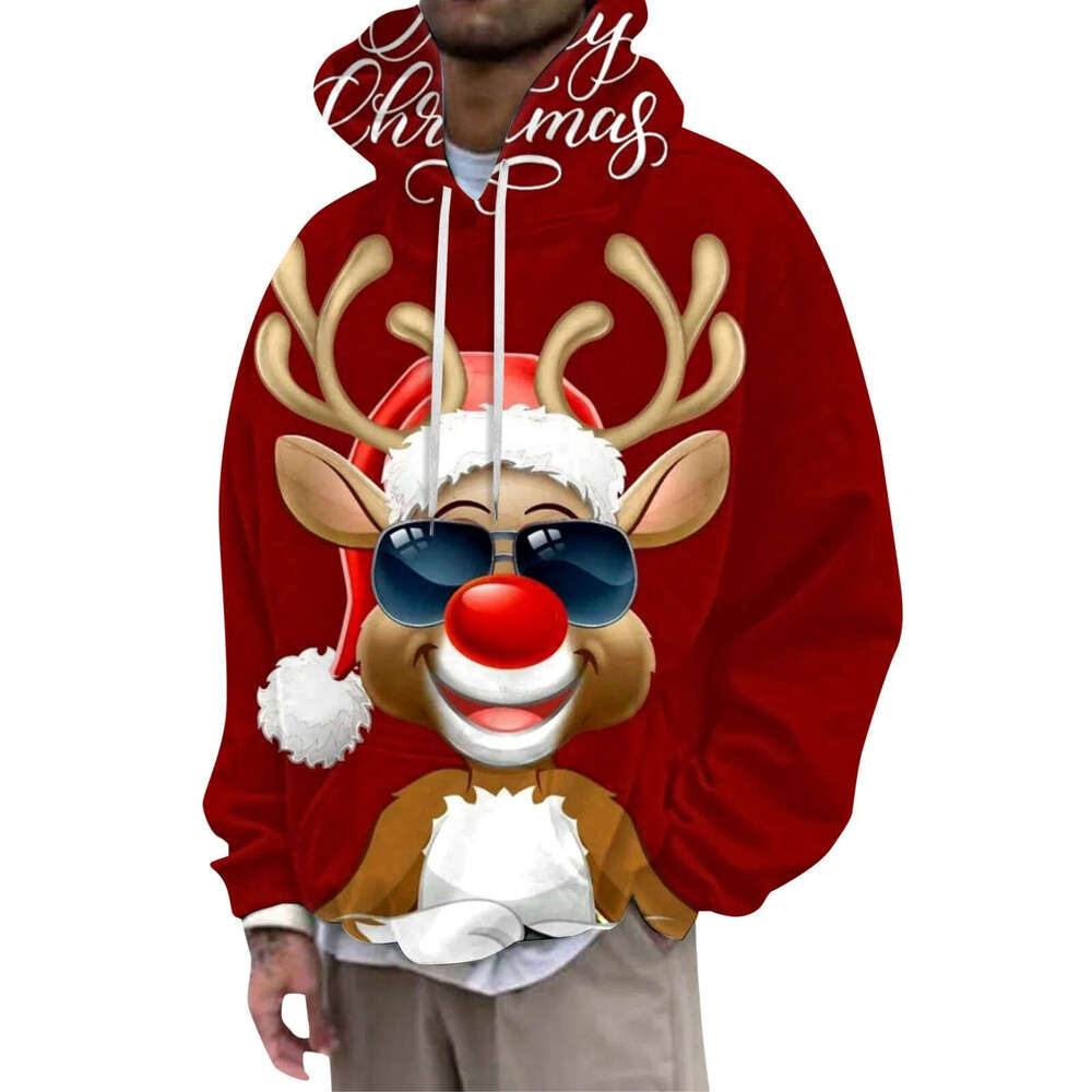 Manufacturer direct sales Christmas series 3D digital printing loose casual daily pullover autumn hooded sweatshirt