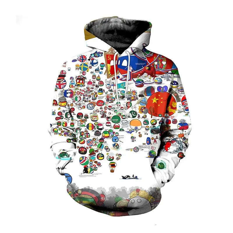 2024 Fashion Autumn/Winter New International Small Ball 3D Digital Printed Men's and Women's Casual Hoodie