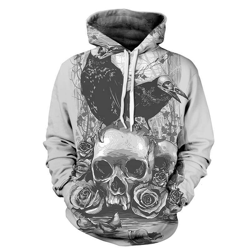 Men's women's autumn/winter European and American skeleton 3D digital printing fashionable casual couple outfit hooded sweatshirt