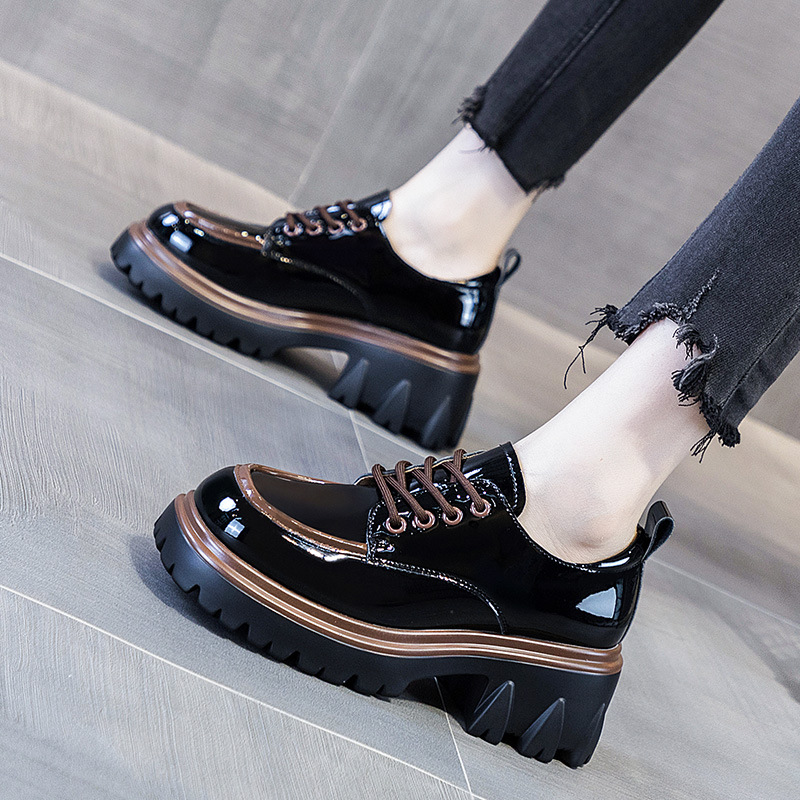 Loafers Women New in Fashion Designer Platform Thick Bottom Height Increasing Lace-up Slip on Dress Shoes