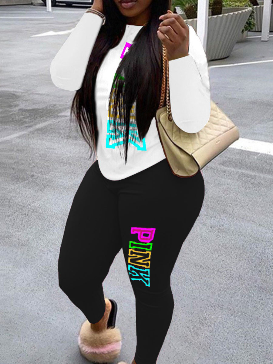 New European and American women's fashion sports and leisure two-piece set clothing ladies