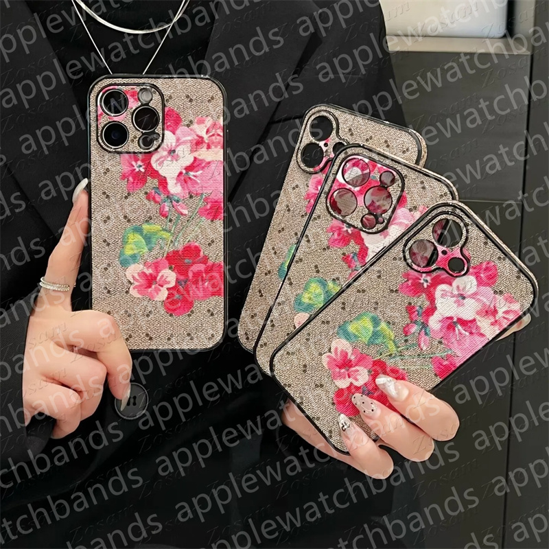 iPhone Case Designer Phone Case for iPhone 16 Pro Max 15 14 13 12 11 15ProMax 14ProMax 15 Plus 16 Plus Case Luxury Flower Print Fashion Leather Shockproof Mobile Cover