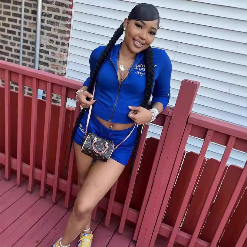 New Fashion Printed Long Sleeved Shorts Set For Spicy Girls New Fashion Printed Long Sleeve Shorts Set