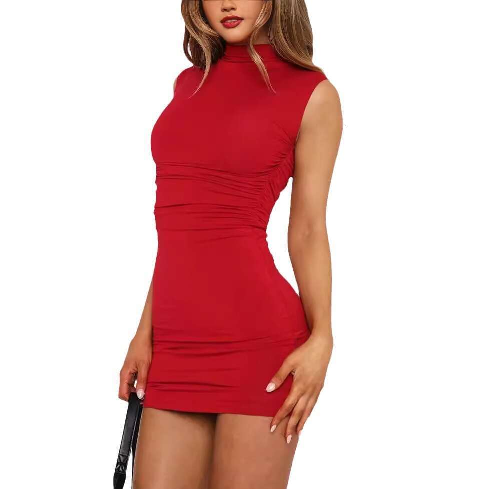 New Half High Collar 2024 Autumn/Winter Women's Bag Hip Skirt Knitted Bottom Dress