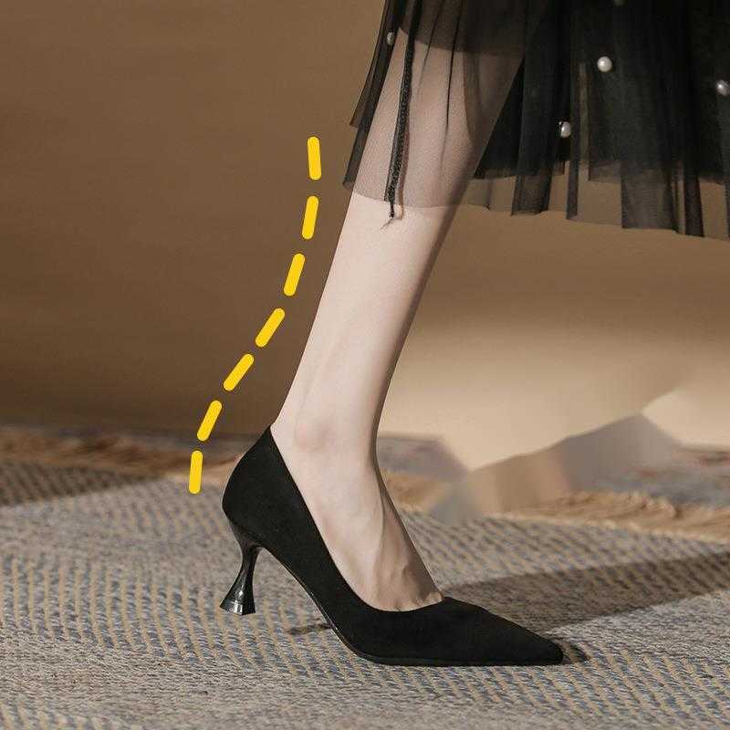 slim heel pointed toe womens work shoes black versatile shallow mouth womens commuting simple professional single shoe