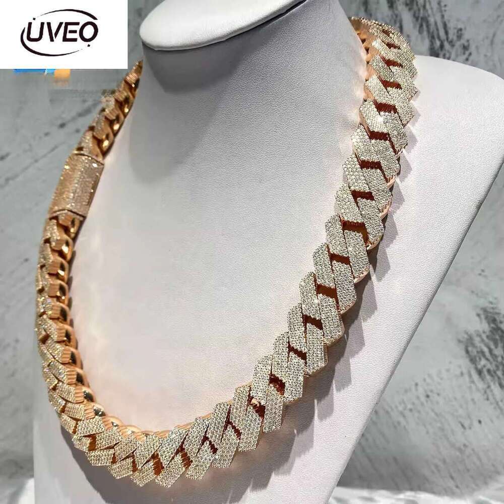 Thick 700gram 20mm Sterg Sier Rose Gold VVS Moissanite Dia Hip Hop Cuban k Chain For Men