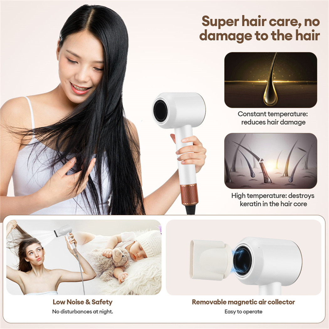 1600W Hair Professional Brushless High Speed Powerful Blow Electric Negative Ion Adjustable Salon Household Dryer