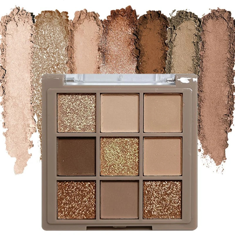 9 Colors Eyeshadow Palette Beauty Pearlescent Shiny Sequins Eye Shadow Matte Glitter Long Lasting Pigment Makeup 241118