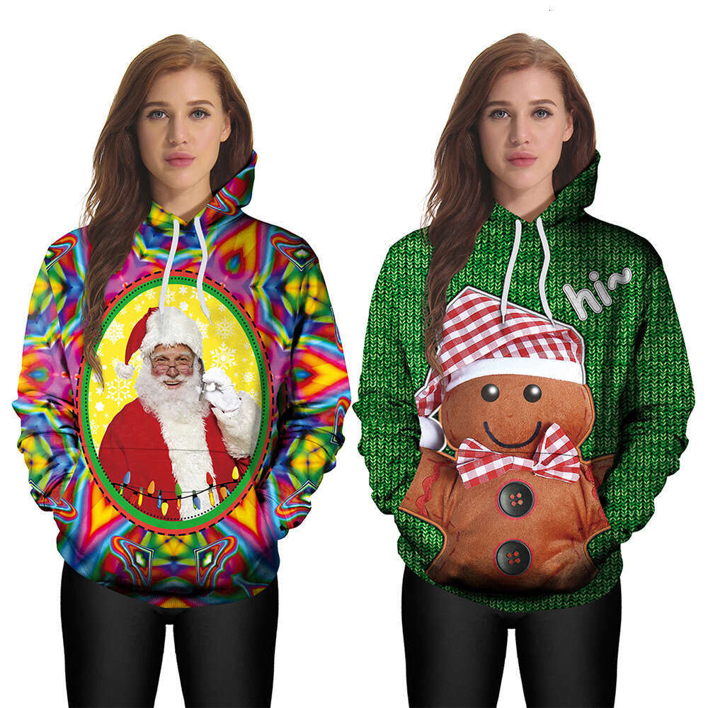 Autumn Winter 3D Digital Printing Christmas Series Men's and Women's Couple Hoodies