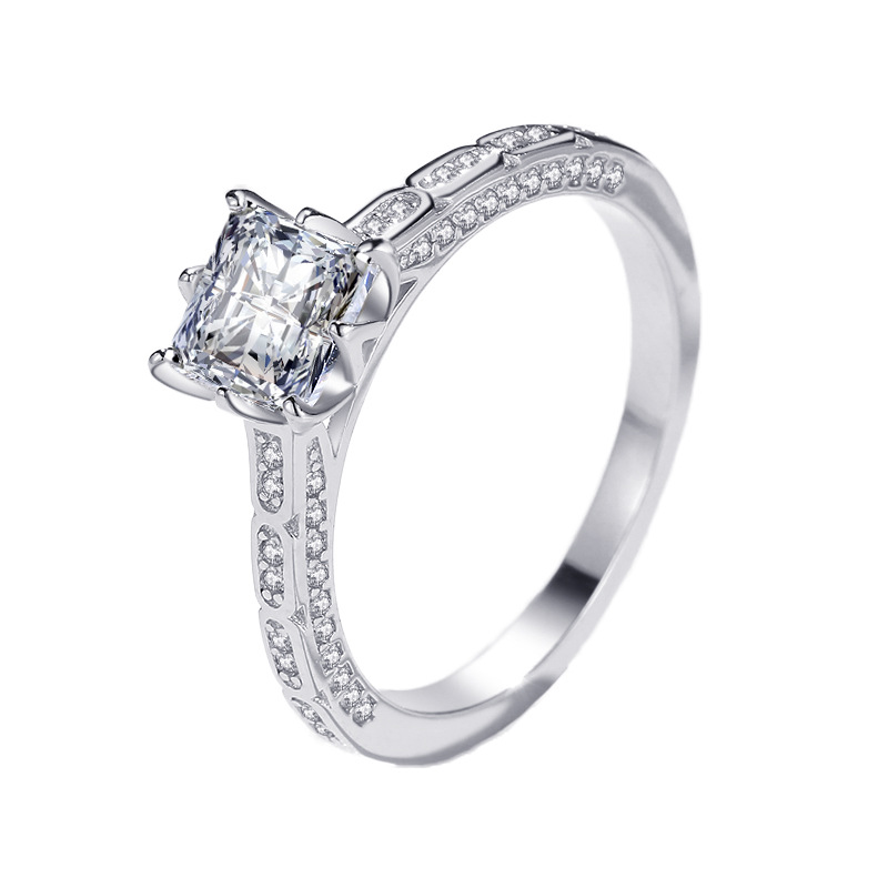 Choucong Brand Wedding Rings Luxury Jewelry Real 925 Sterling Silver Princess Cut White Lab Moissanite CZ Diamond Gemstones Party Women Engagement Ban