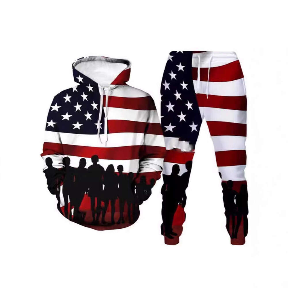 2024 Autumn/Winter Popular 3D Printed Men's Hoodie with Hat Sweater and Pants Set