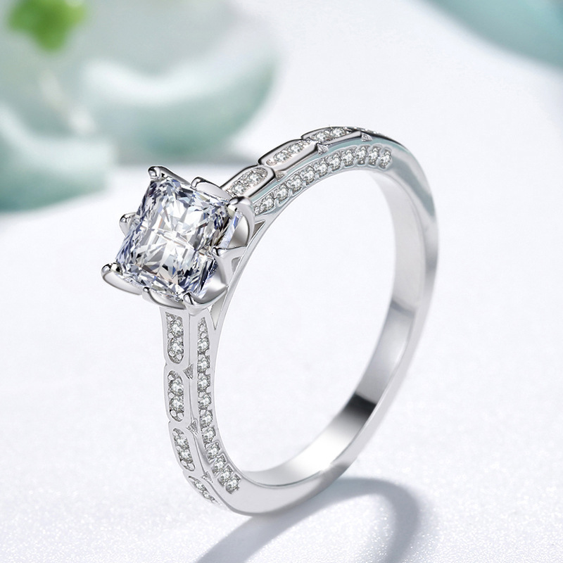 Choucong Brand Wedding Rings Luxury Jewelry Real 925 Sterling Silver Princess Cut White Lab Moissanite CZ Diamond Gemstones Party Women Engagement Ban